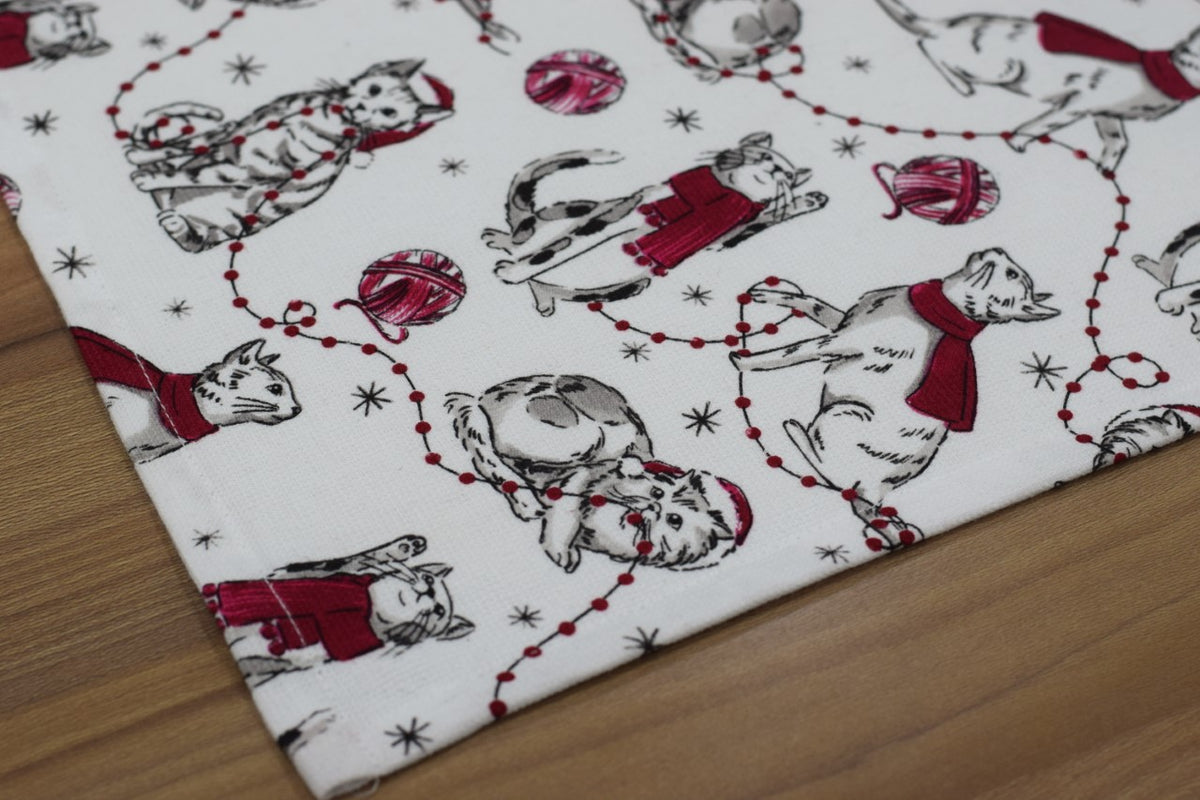 Set of 3 Printed Kitchen Towels | Striped, Festive & Autumn Leaf Designs