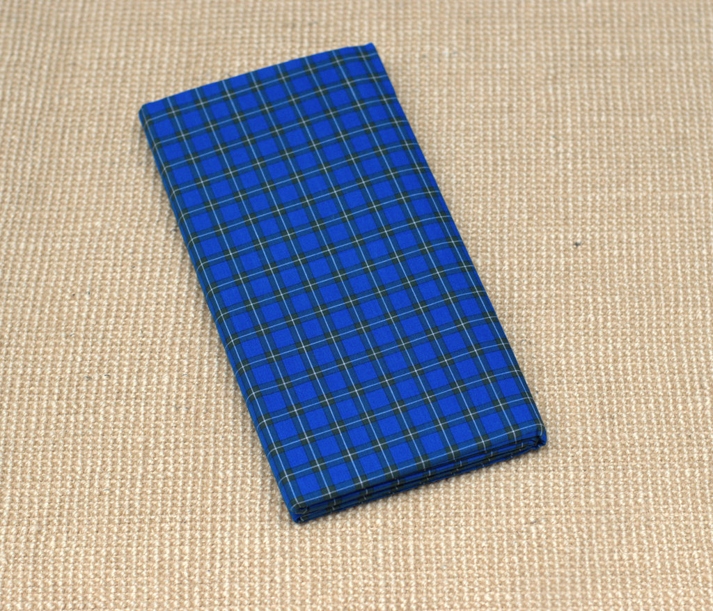 Premium Cotton Checked Kaili / Lungi – Classic Blue & Teal Pattern (2.10 Meters)