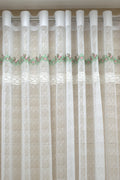 Elegant White Sheer Eyelet Curtain with Floral Lace Border – 2.10m x 122cm