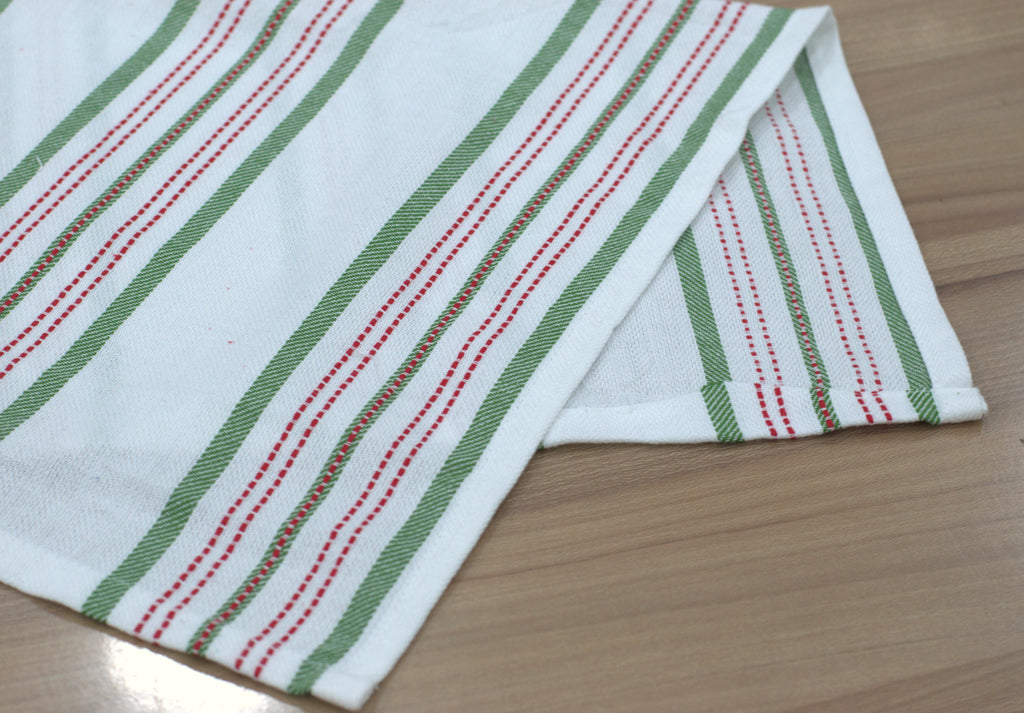 Set of 3 Printed Kitchen Towels | Striped, Festive & Autumn Leaf Designs