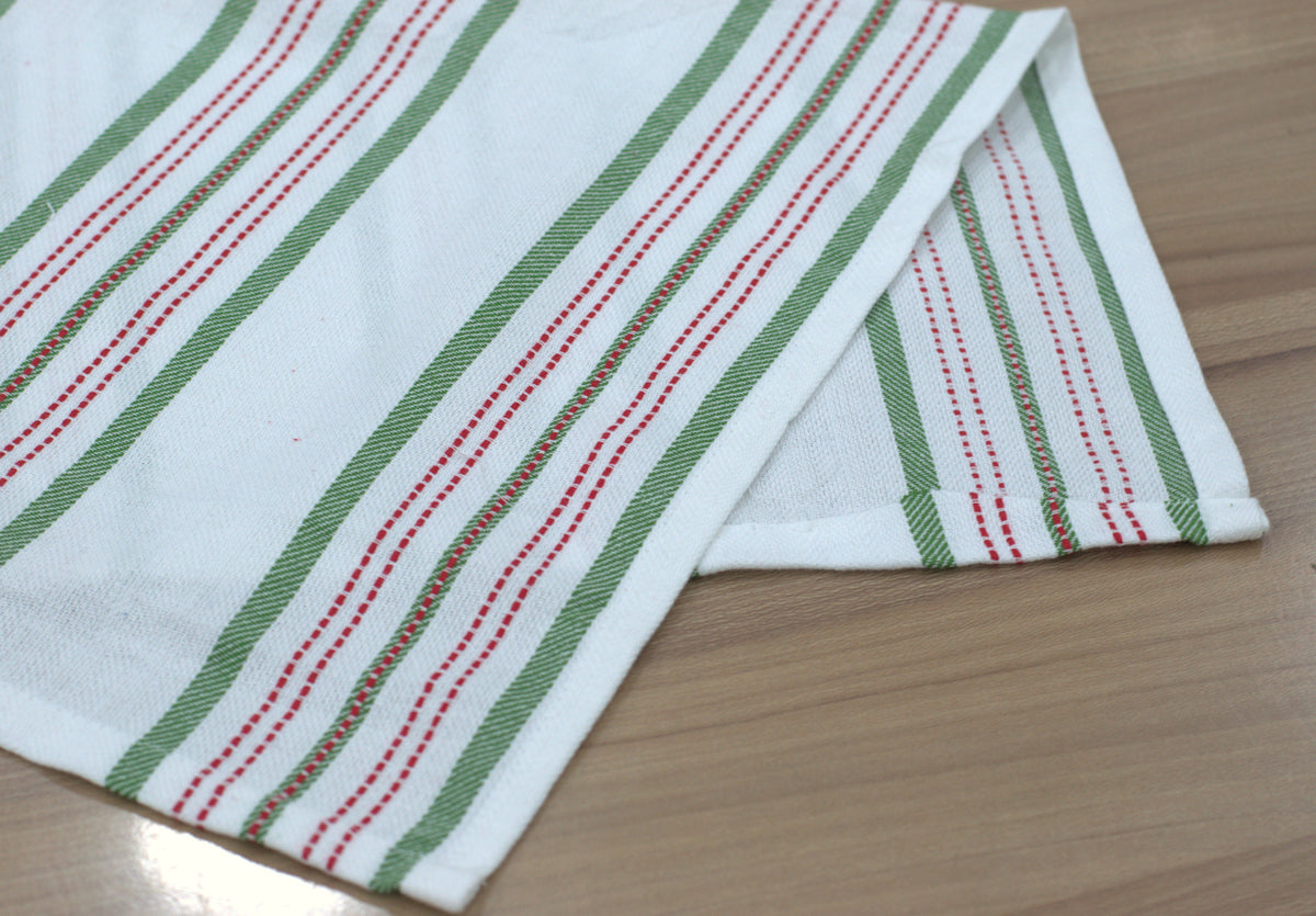 Set of 3 Printed Kitchen Towels | Striped, Festive & Autumn Leaf Designs
