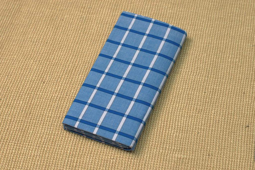 Premium Cotton Checked Kaili Lungi – Sky Blue & Navy (2.10
