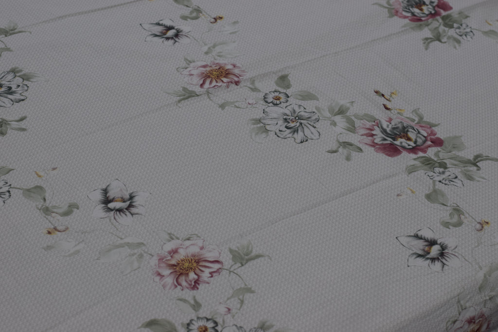 Elegant Floral King Size Bedspread Set with Lace Border –  Blend, Pink & Ivory