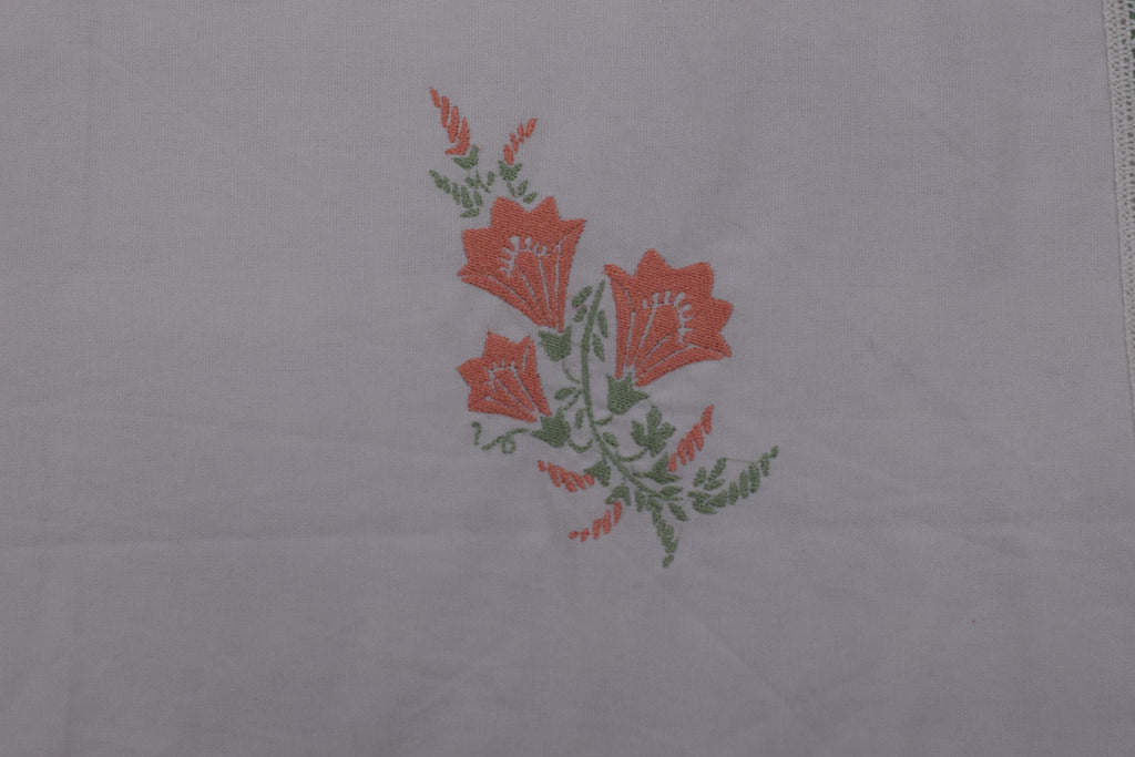 Sage Green Embroidered King Size Bedspread Set with Floral Lace Panel