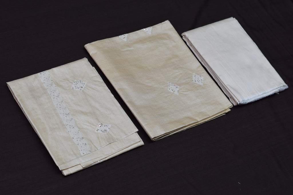 Ivory Grace Tussar Silk Churidar Material Set