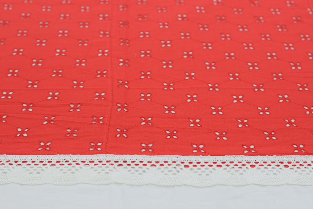 Luxury Red & White King Size Bedspread Set with Matching Pillow Covers