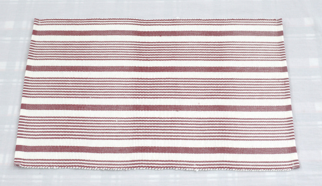 Maroon and Cream Striped Table Mat – Decorative Dining Table Mat