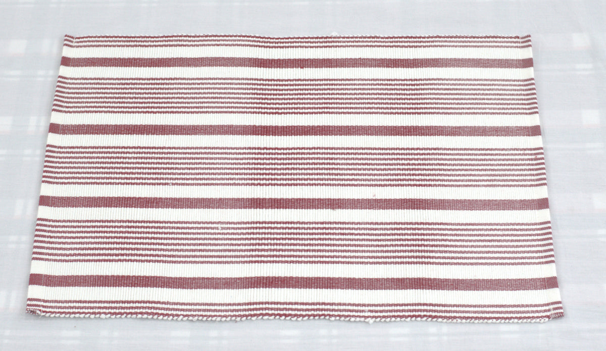 Maroon and Cream Striped Table Mat – Decorative Dining Table Mat