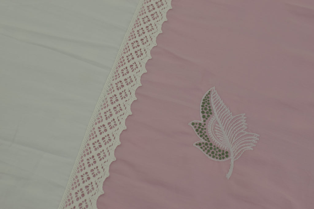 Pink Bird Motif King Size Bed Sheet Set - Soft - Detail View - Nushio