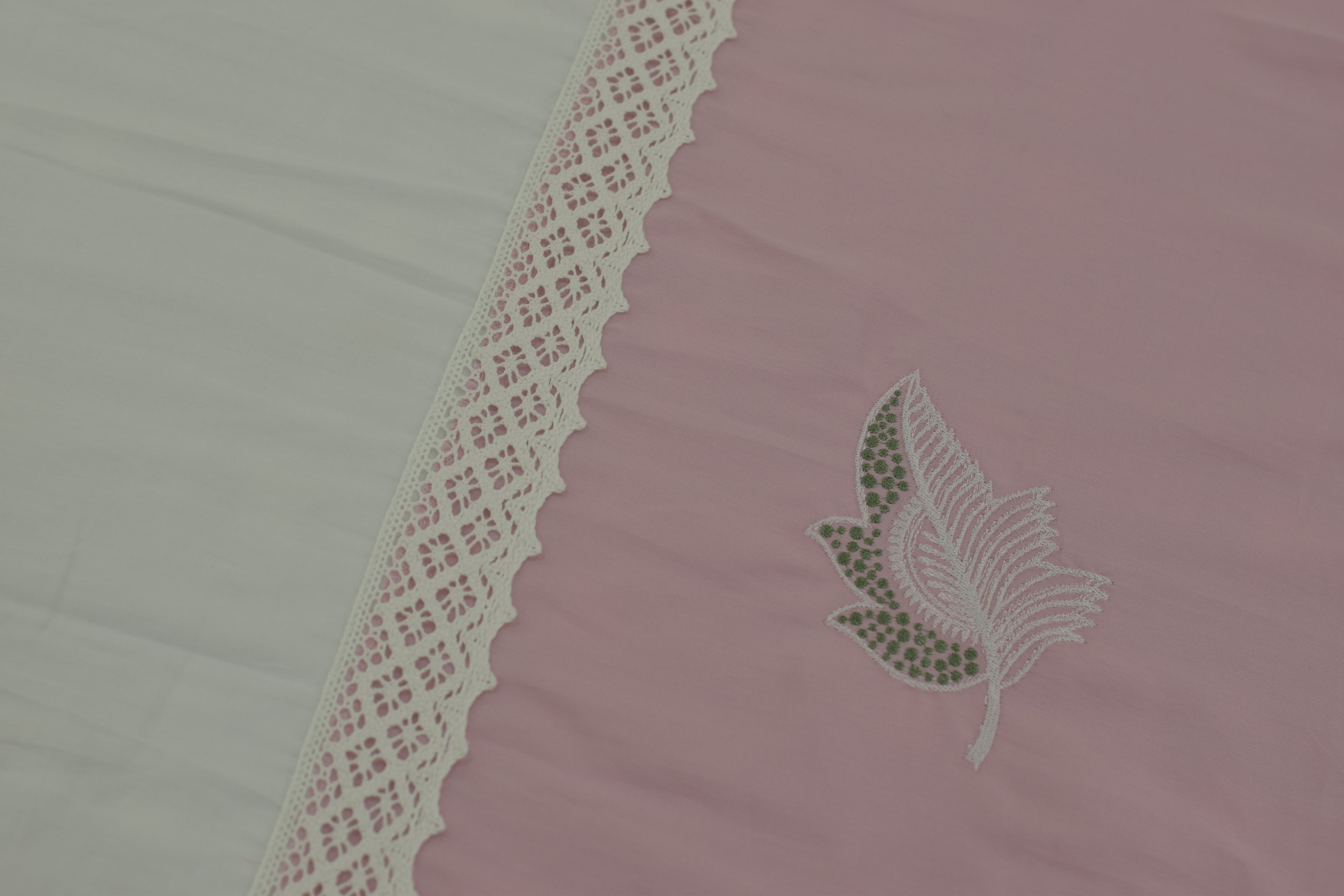 Pink Bird Motif King Size Bed Sheet Set - Soft - Detail View - Nushio
