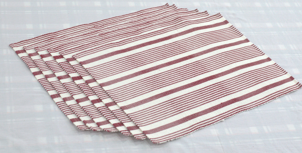 Maroon and Cream Striped Table Mat – Decorative Dining Table Mat