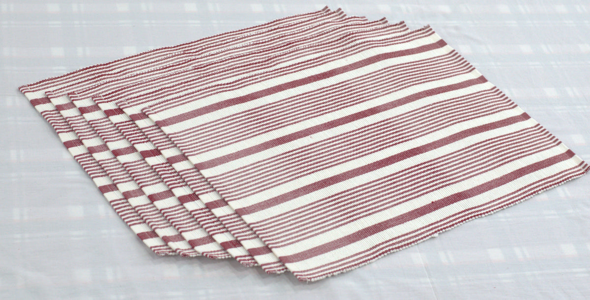 Maroon and Cream Striped Table Mat – Decorative Dining Table Mat
