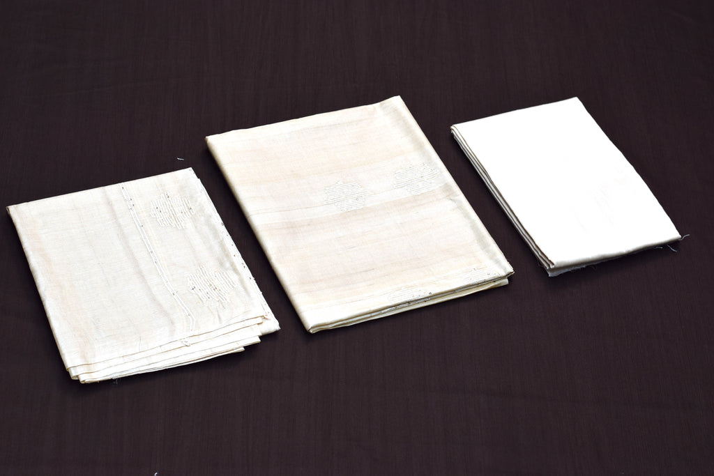 Ivory Elegance Tussar Silk Churidar Material Set