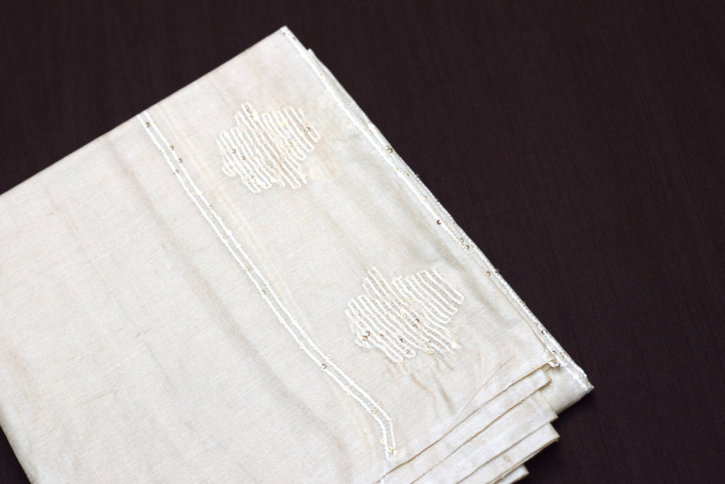 Ivory Elegance Tussar Silk Churidar Material Set