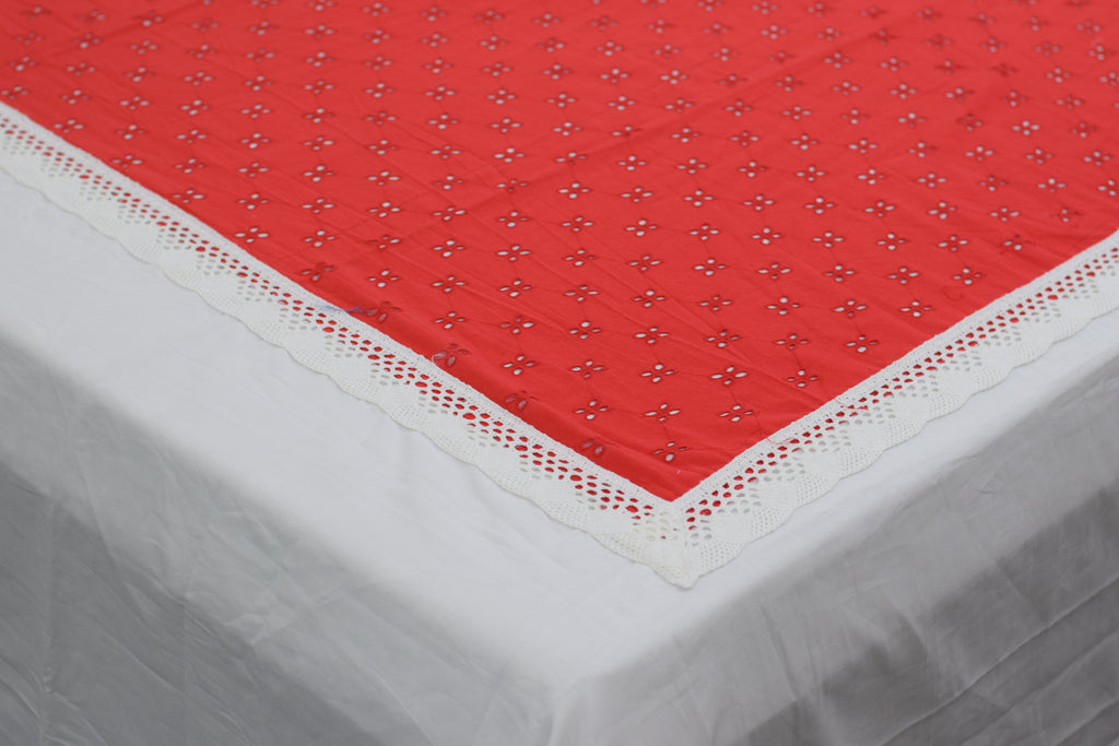 Luxury Red & White King Size Bedspread Set with Matching Pillow Covers