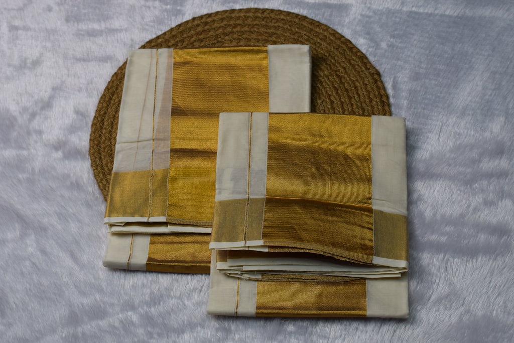Off-White set mundu with Rich Golden Zari Border