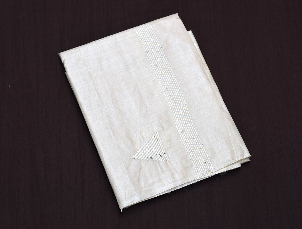 Elegant Beige Tussar Silk Churidar Material Set with Sequin Embroidery