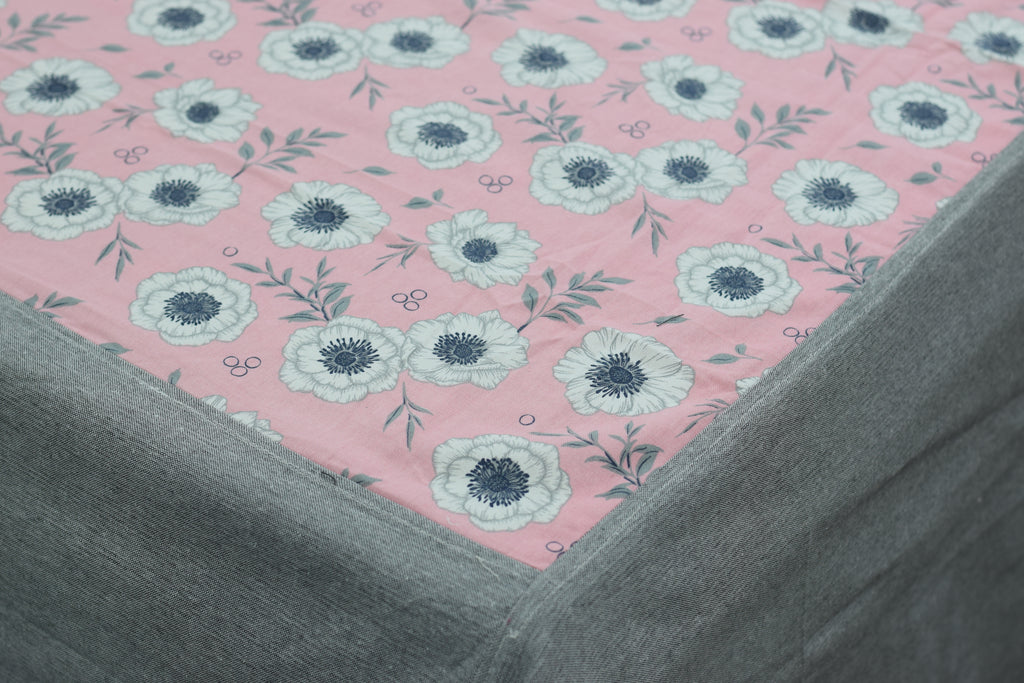 King Size Pink Floral Cotton Bedsheet with 2 Pillow Covers |& Elegant Bedroom Collection
