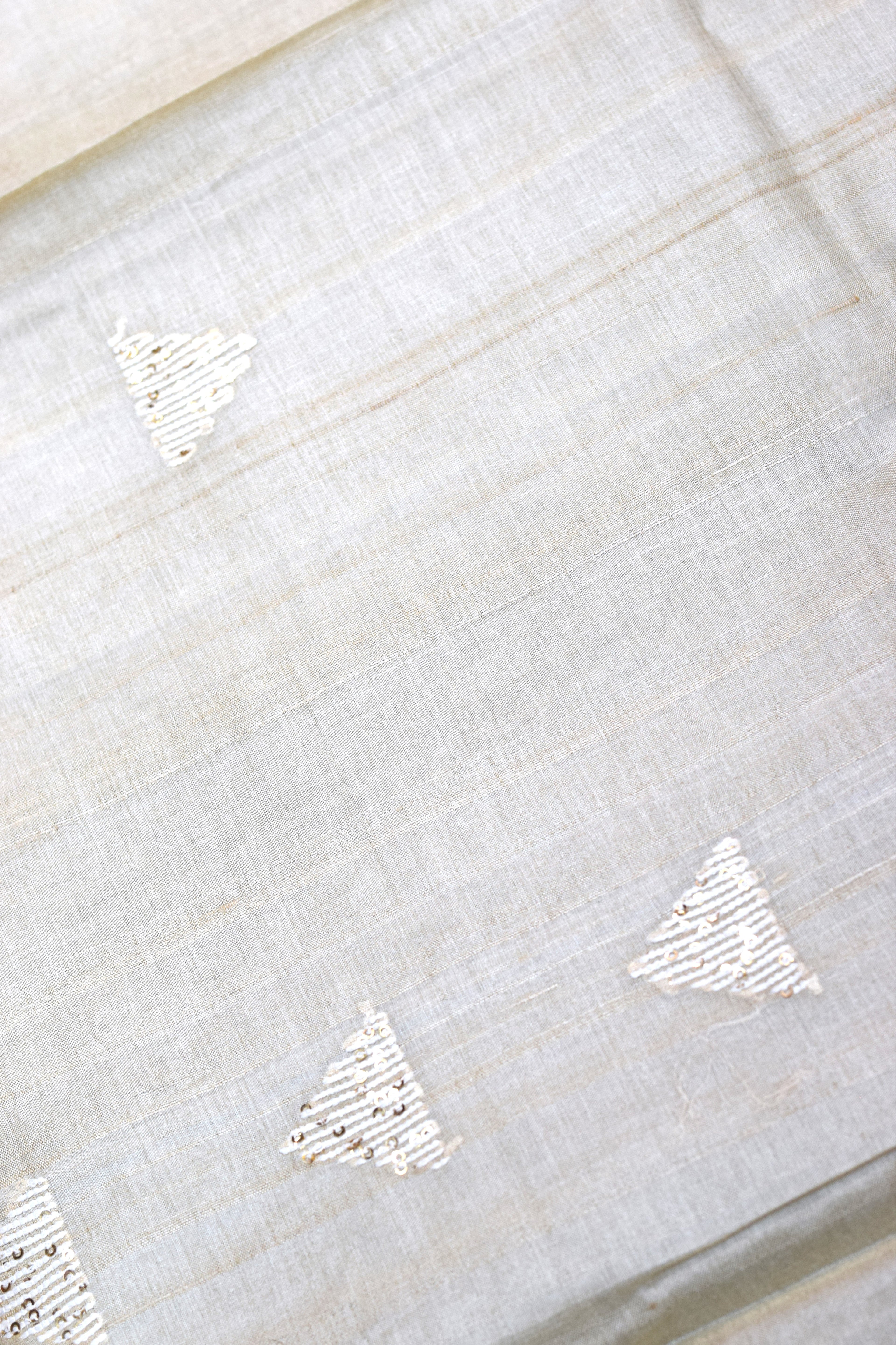 Elegant Beige Tussar Silk Churidar Material Set with Sequin Embroidery