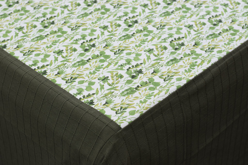 King Size Green Floral Cotton Bedsheet with 2 Pillow Covers