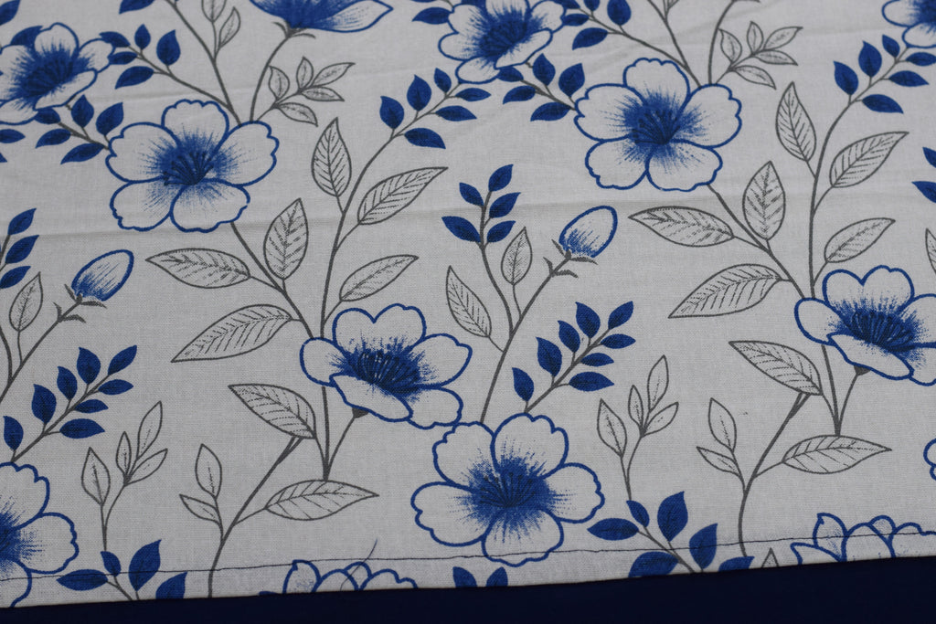 Royal Blue Floral King Size Bedspread Set with 2 Pillow Covers | Elegant Cotton Blend Bedding