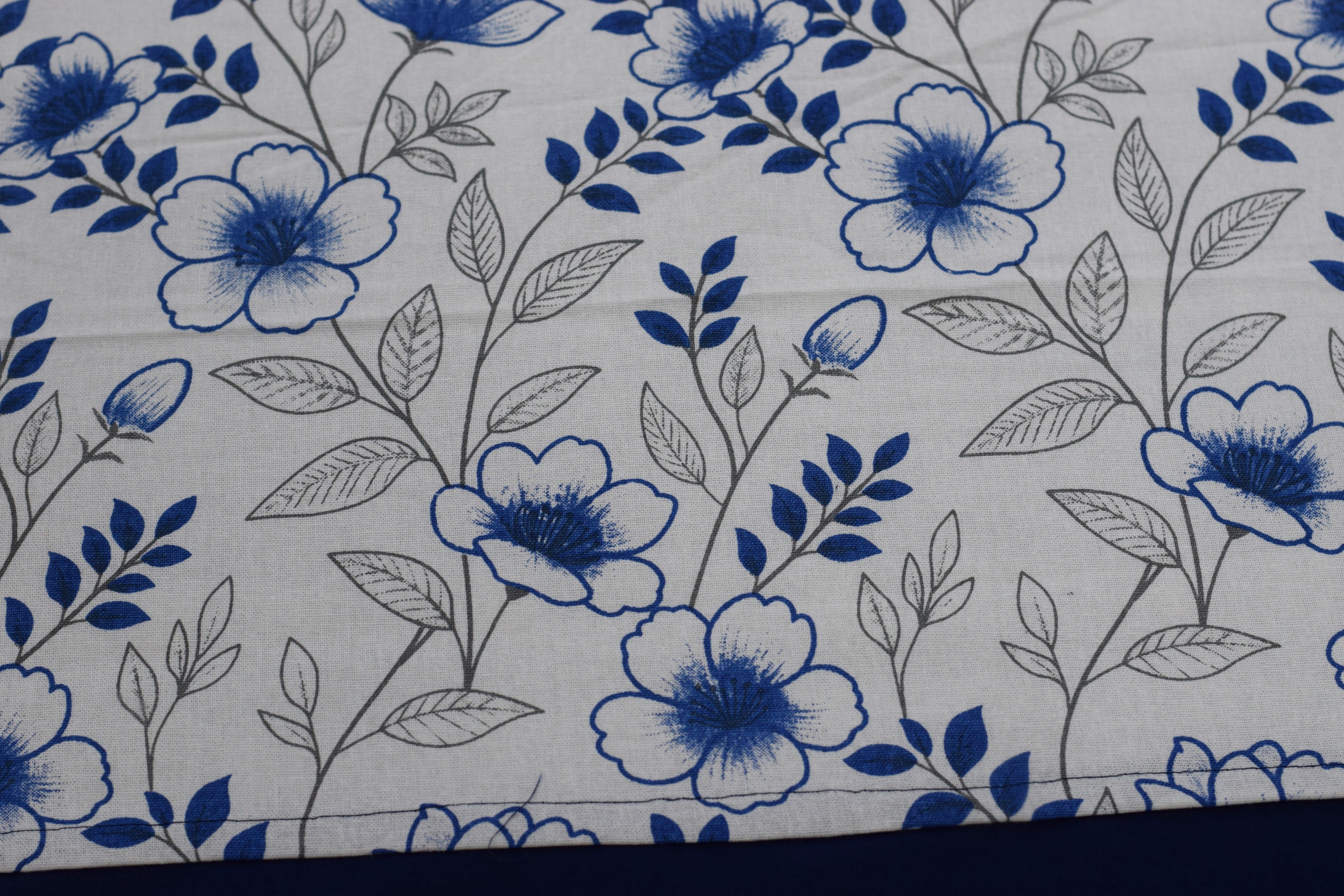 Royal Blue Floral King Size Bedspread Set with 2 Pillow Covers | Elegant Cotton Blend Bedding