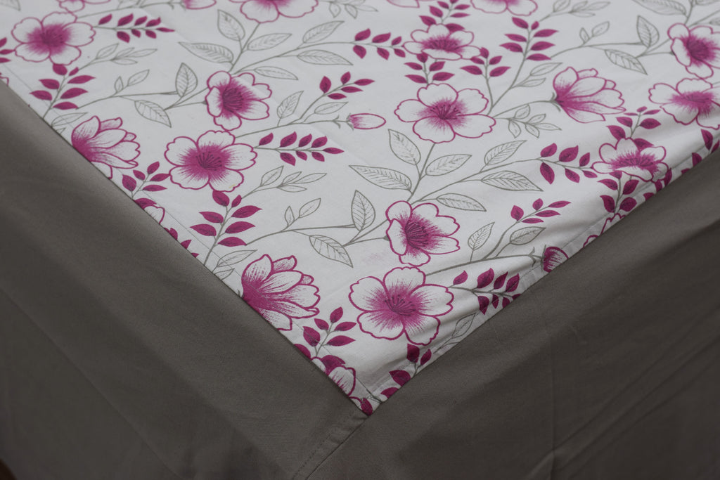 Pink Floral Elegance King Size Bedspread Set with 2 Pillow Covers