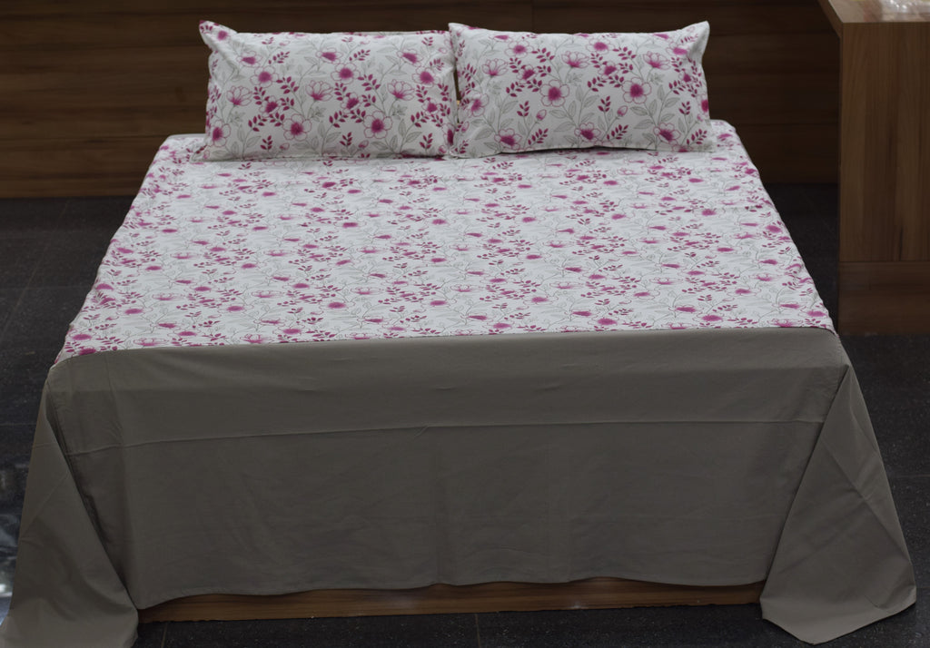 Pink Floral Elegance King Size Bedspread Set with 2 Pillow Covers