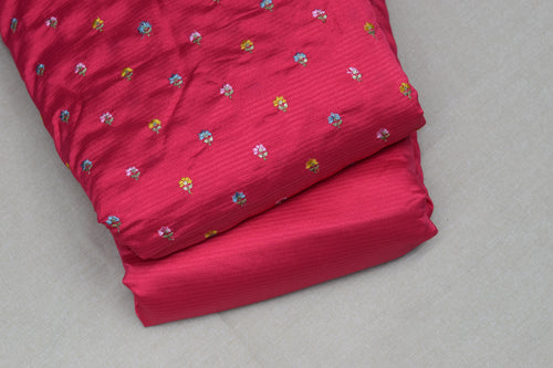 Berlin Silk Dress Material Set – Pink Floral | Top & Bottom Unstitched | 56" Width