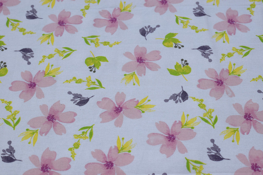 King Size Floral Cotton Bedspread Set – Pink Blossom Print with 2 Pillow Covers