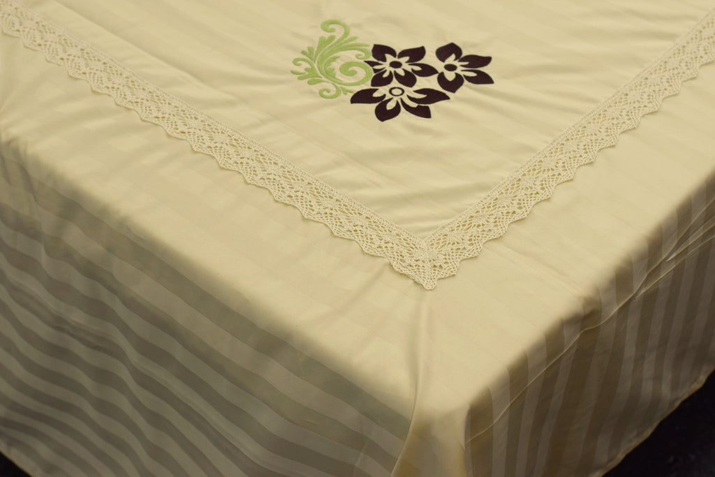 Cotton Blend Floral Embroidered Bedspread – 96 × 120 Inches