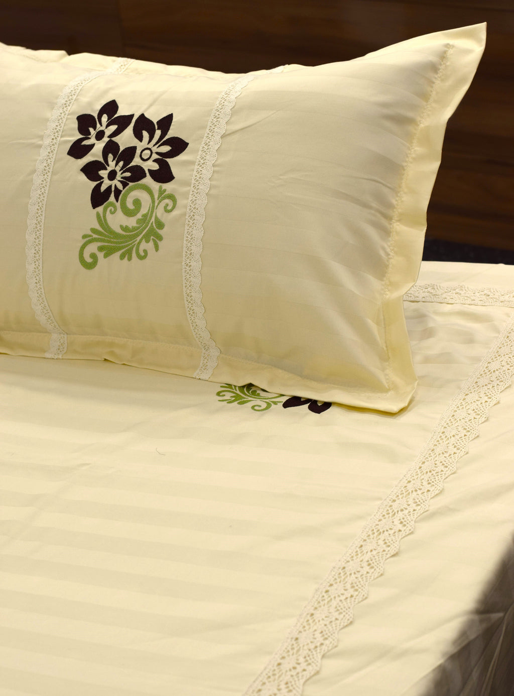 Cotton Blend Floral Embroidered Bedspread – 96 × 120 Inches