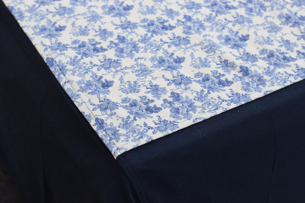 King Size Blue Floral Bedspread with 2 Pillow Covers | Elegant Cotton Blend Bedding Set