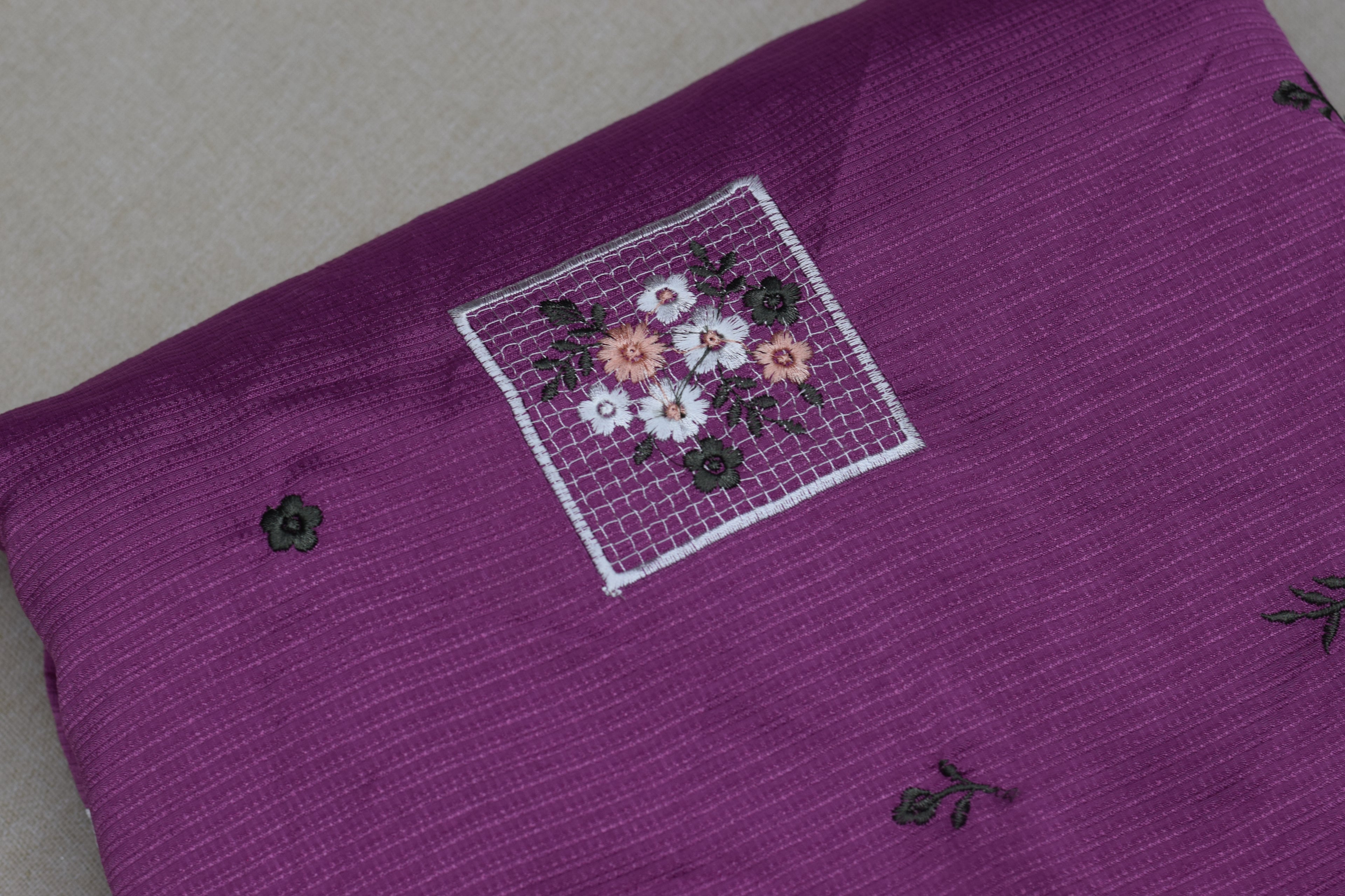 Berlin Silk Embroidered Dress Material Set for Women – Magenta | Top & Bottom Fabric | 56" Width