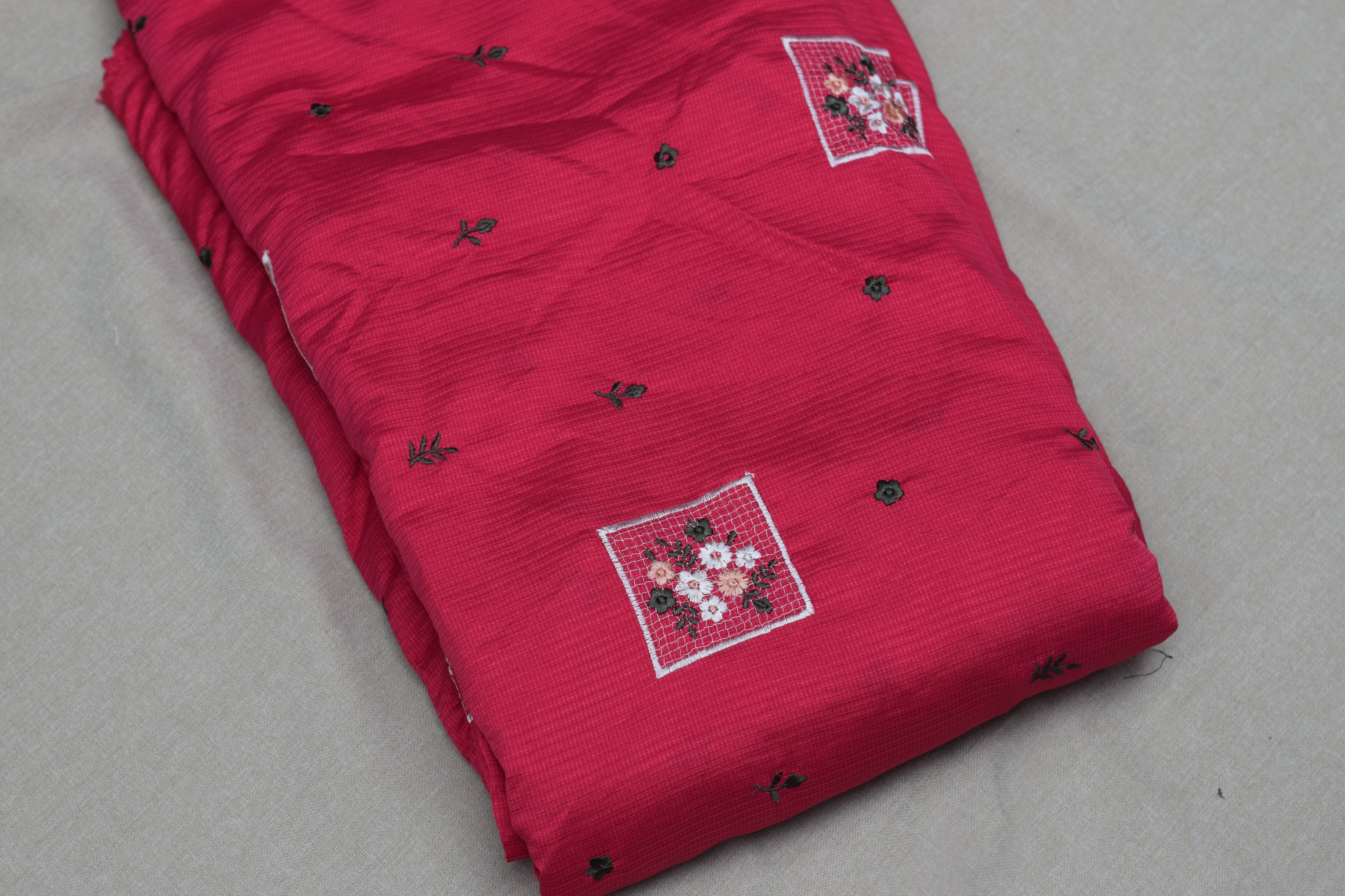 Berlin Silk Embroidered Dress Material Set – Pink | Top & Bottom Fabric | 56" Width
