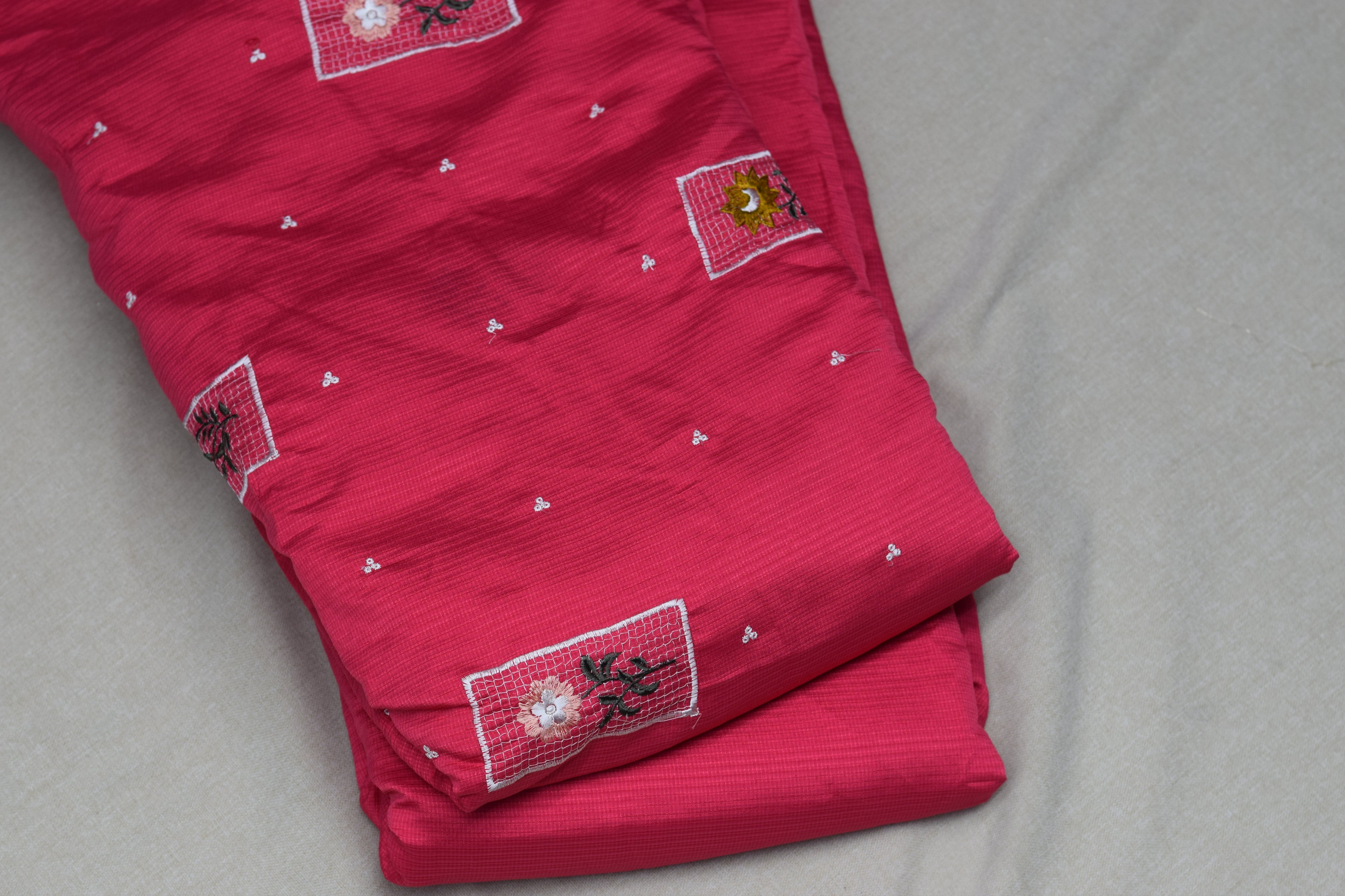 Berlin Silk Unstitched Dress Material Set - 2.5m Top & 2m Bottom (56" Width) - Magenta Pink
