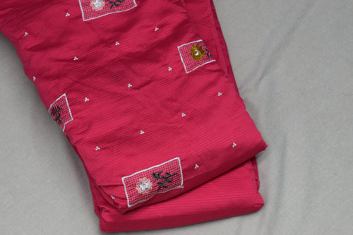 Berlin Silk Unstitched Dress Material Set - 2.5m Top & 2m Bottom (56" Width) - Magenta Pink