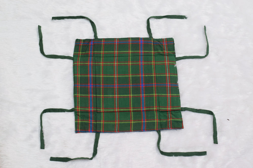 Green Plaid Fabric Bread Basket – 30x30 cm Collapsible Table Caddy