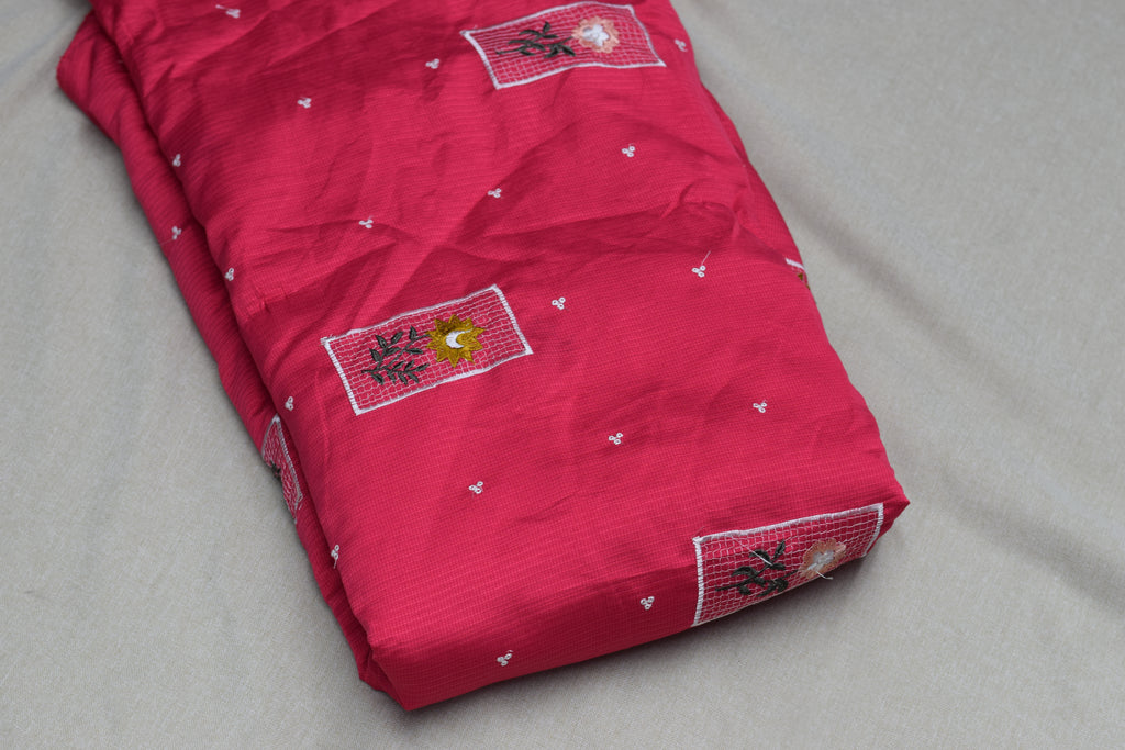 Berlin Silk Unstitched Dress Material Set - 2.5m Top & 2m Bottom (56" Width) - Magenta Pink