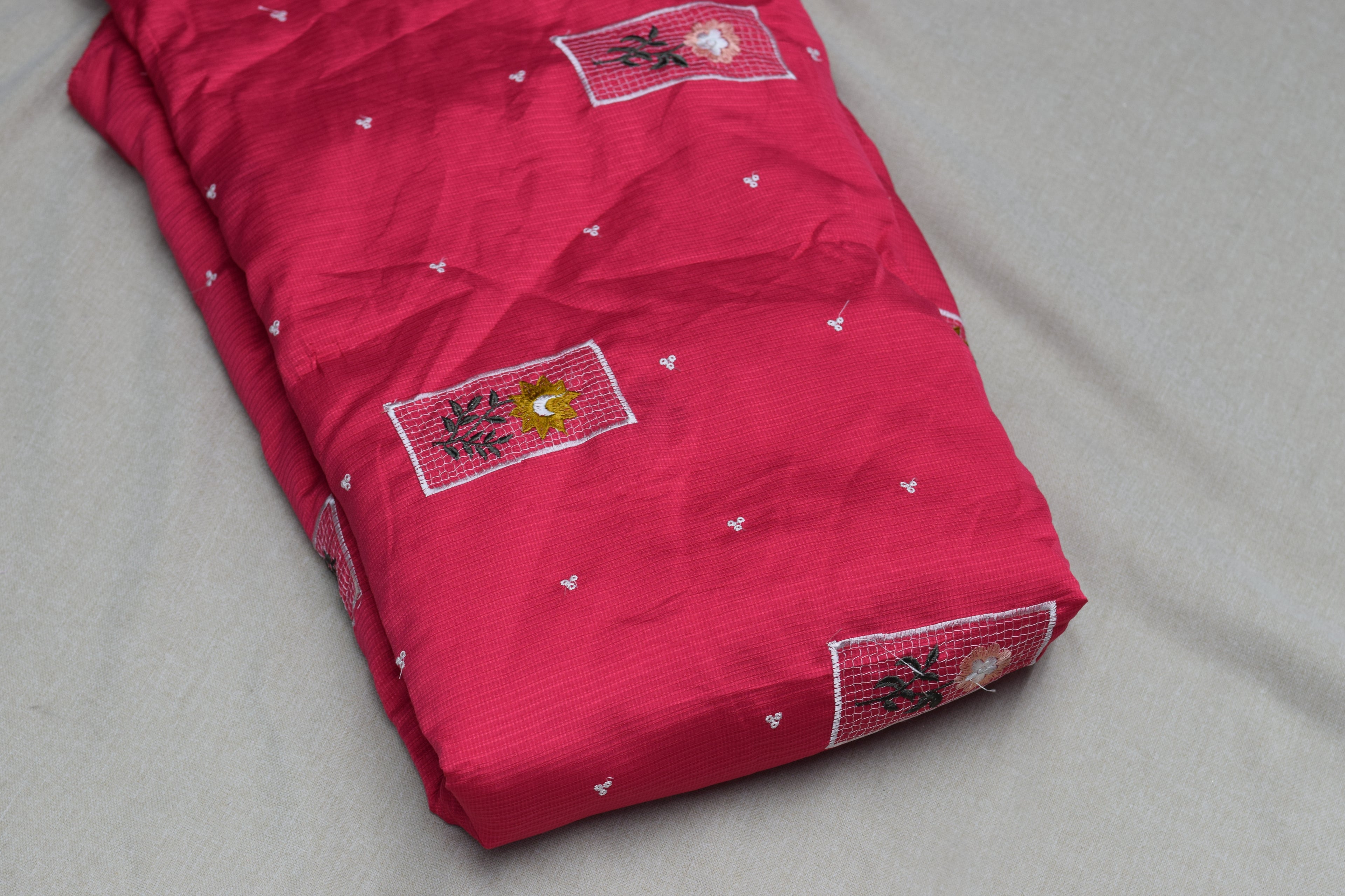 Berlin Silk Unstitched Dress Material Set - 2.5m Top & 2m Bottom (56" Width) - Magenta Pink