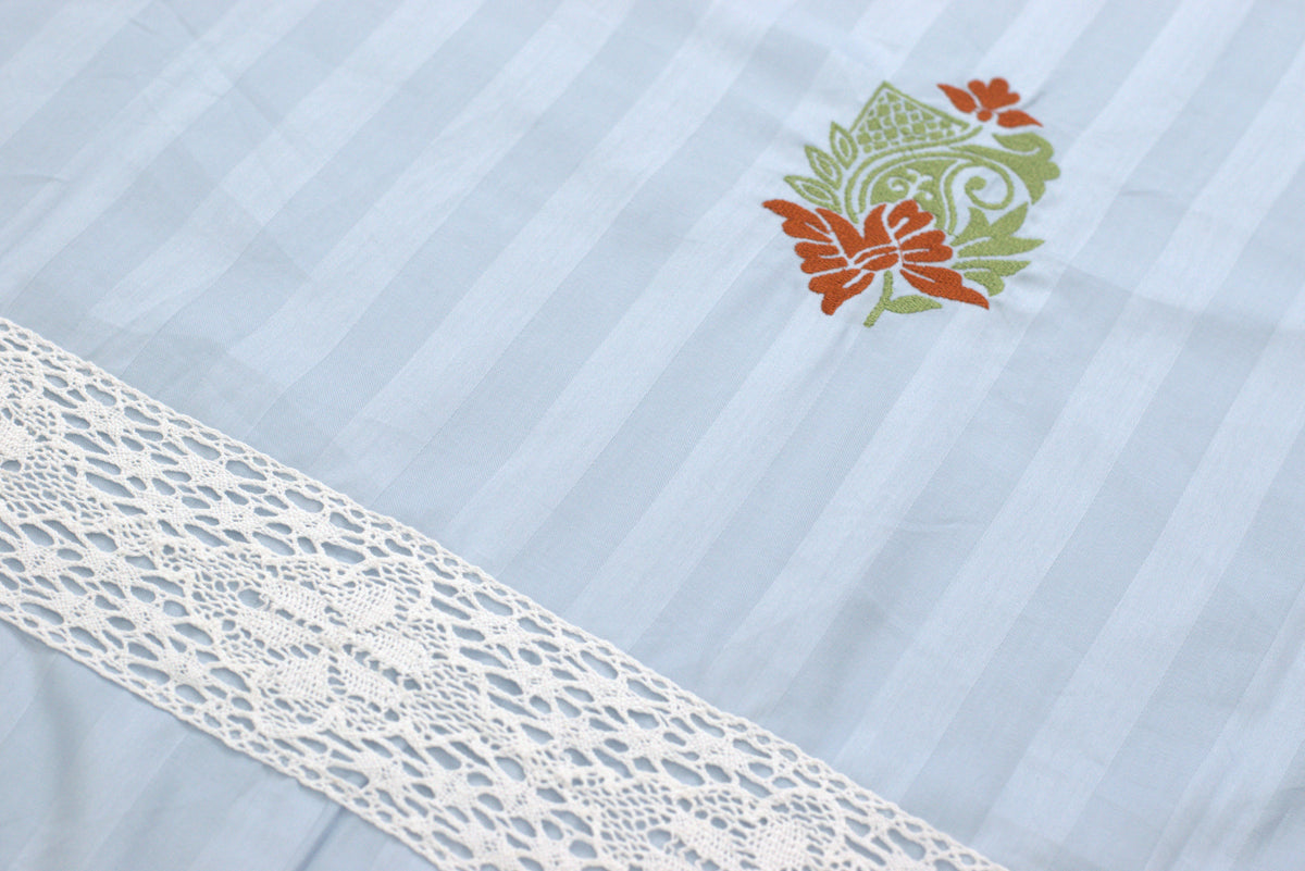 Cotton Blend Floral Embroidered Bedspread – 100 × 112 Inches