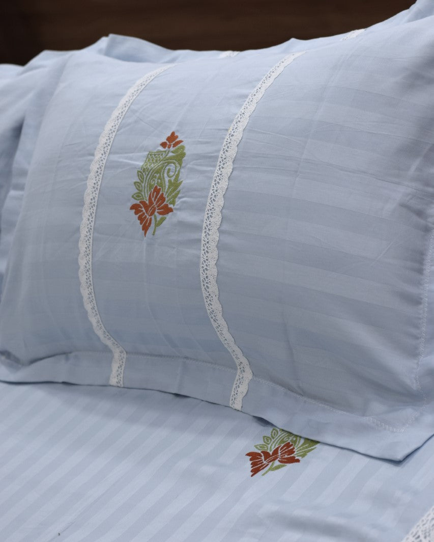 Cotton Blend Floral Embroidered Bedspread – 100 × 112 Inches