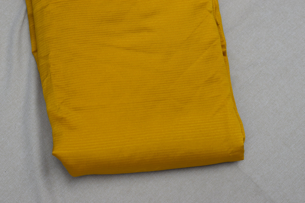 Golden Mustard Berlin Silk Dress Material Set with Delicate Floral Weaving