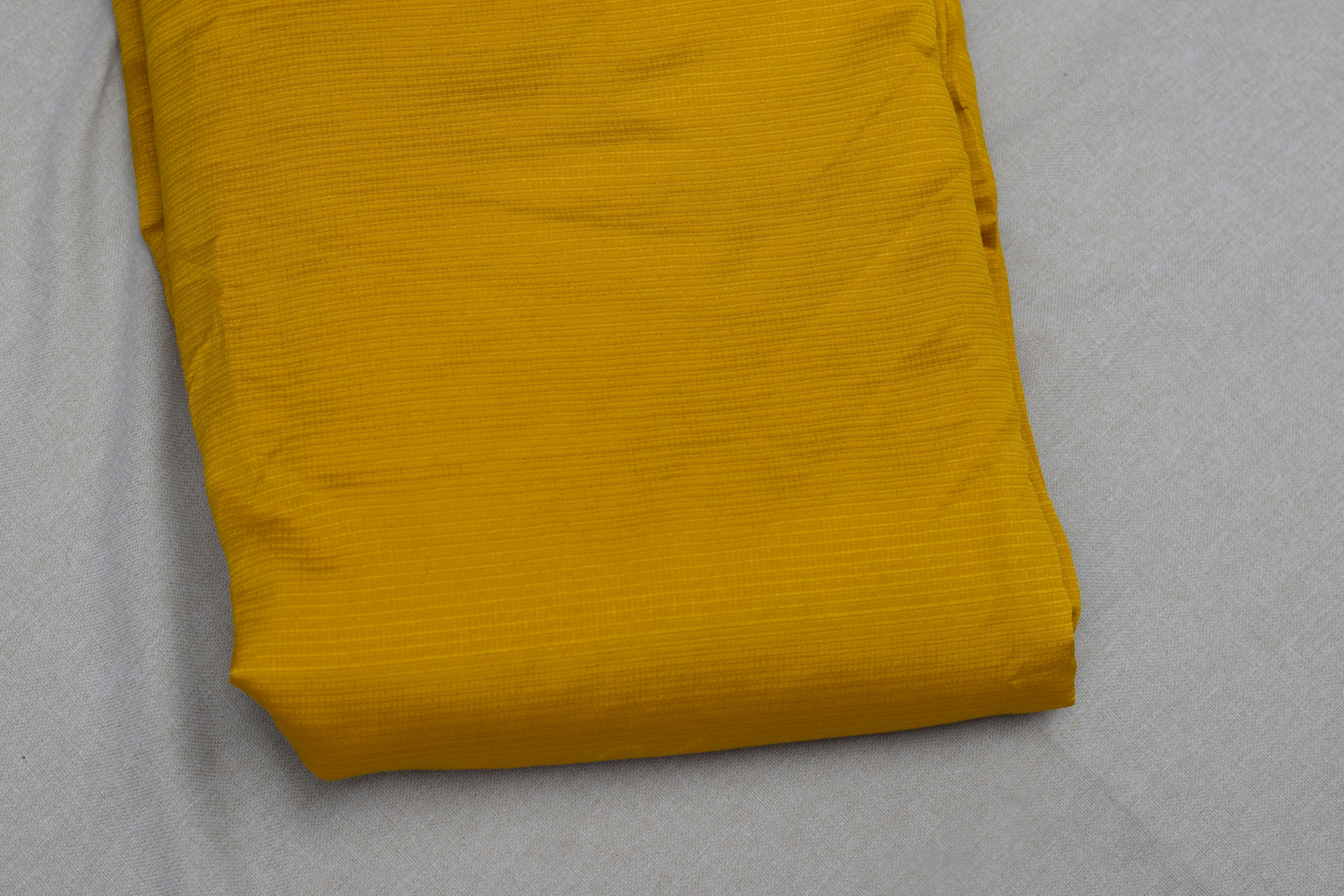 Golden Mustard Berlin Silk Dress Material Set with Delicate Floral Weaving
