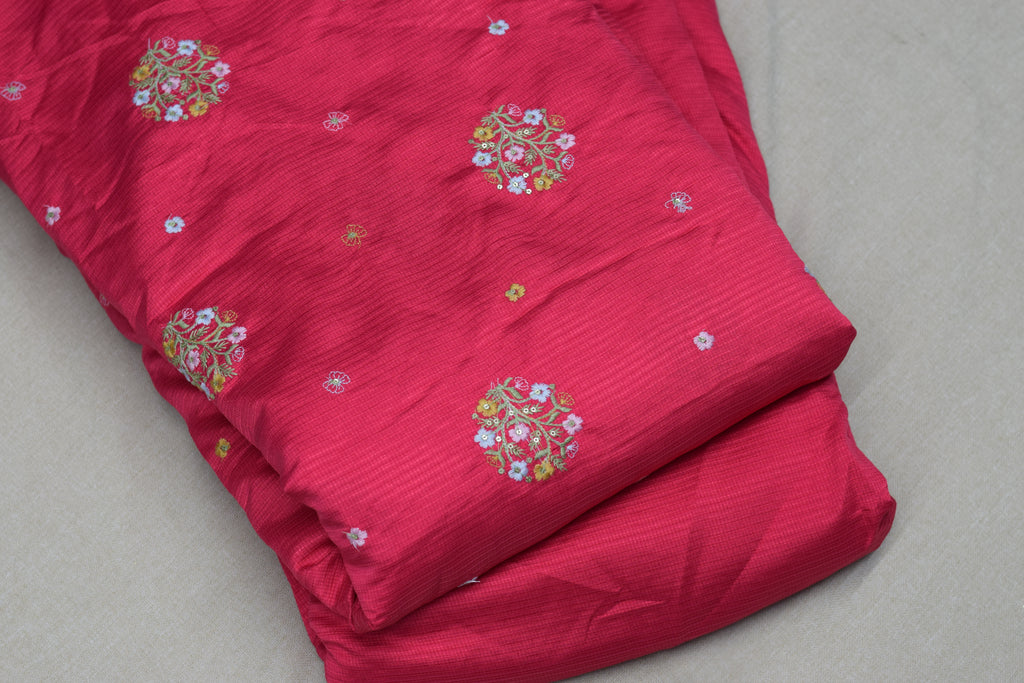 Ruby Blossom Berlin Silk Dress Material Set