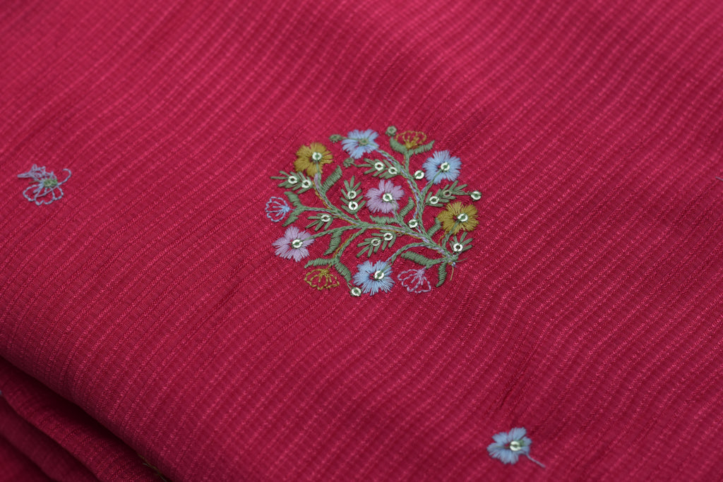 Ruby Blossom Berlin Silk Dress Material Set