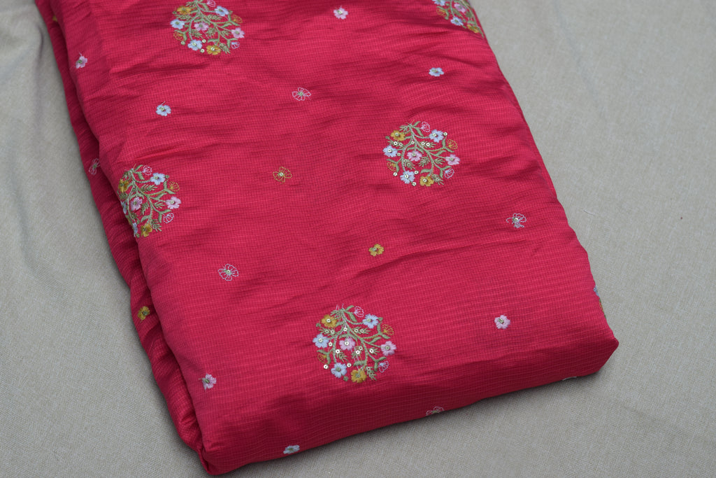 Ruby Blossom Berlin Silk Dress Material Set