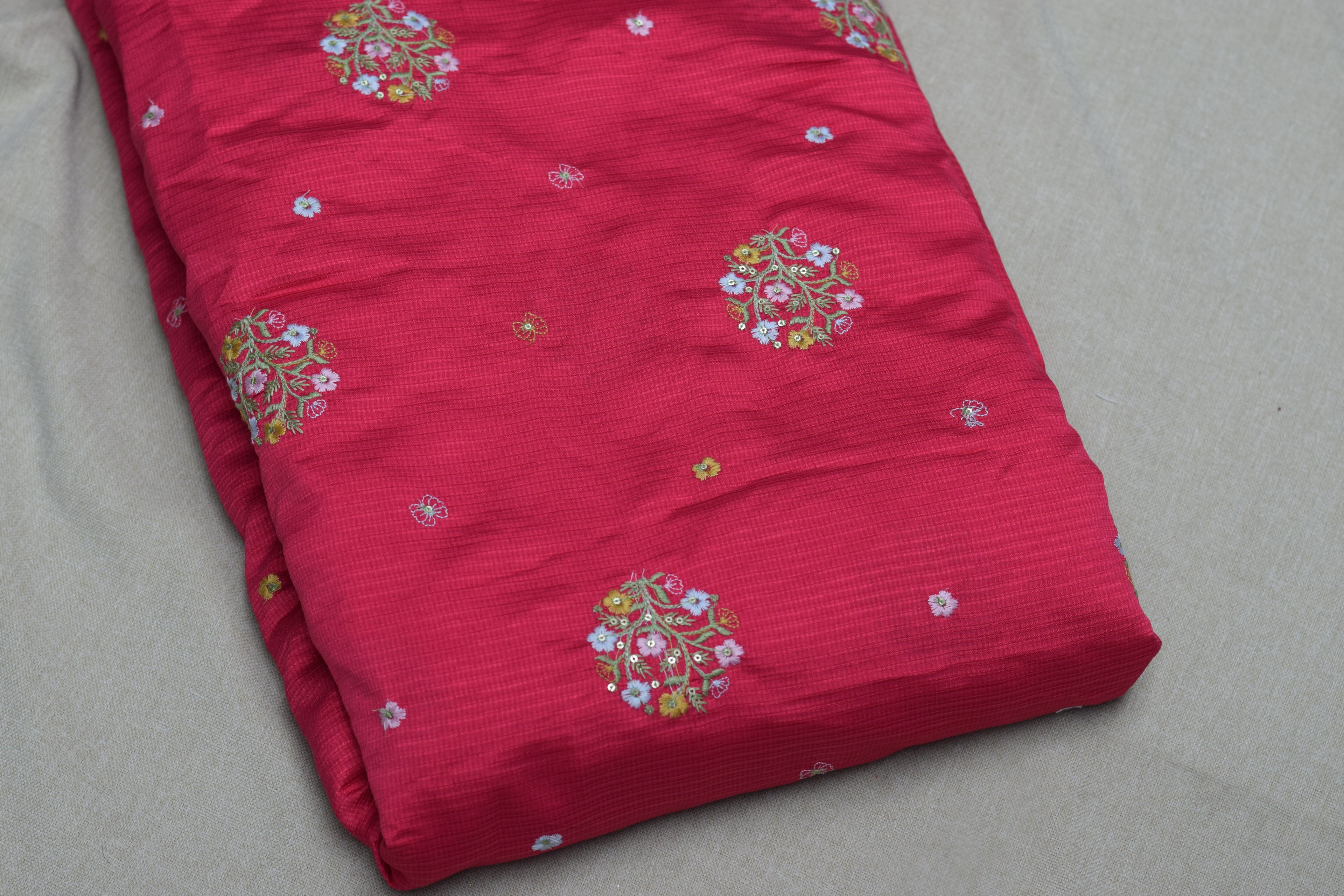 Ruby Blossom Berlin Silk Dress Material Set