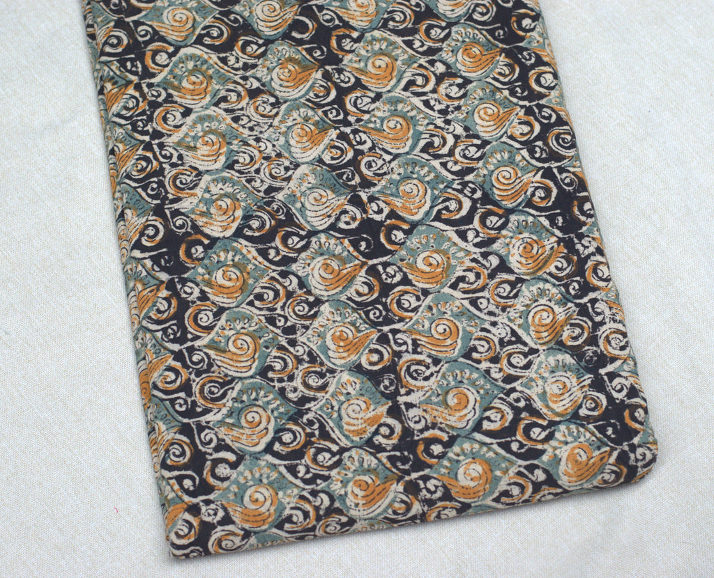 Midnight Swirl Kalamkari Cotton Churidar Material
