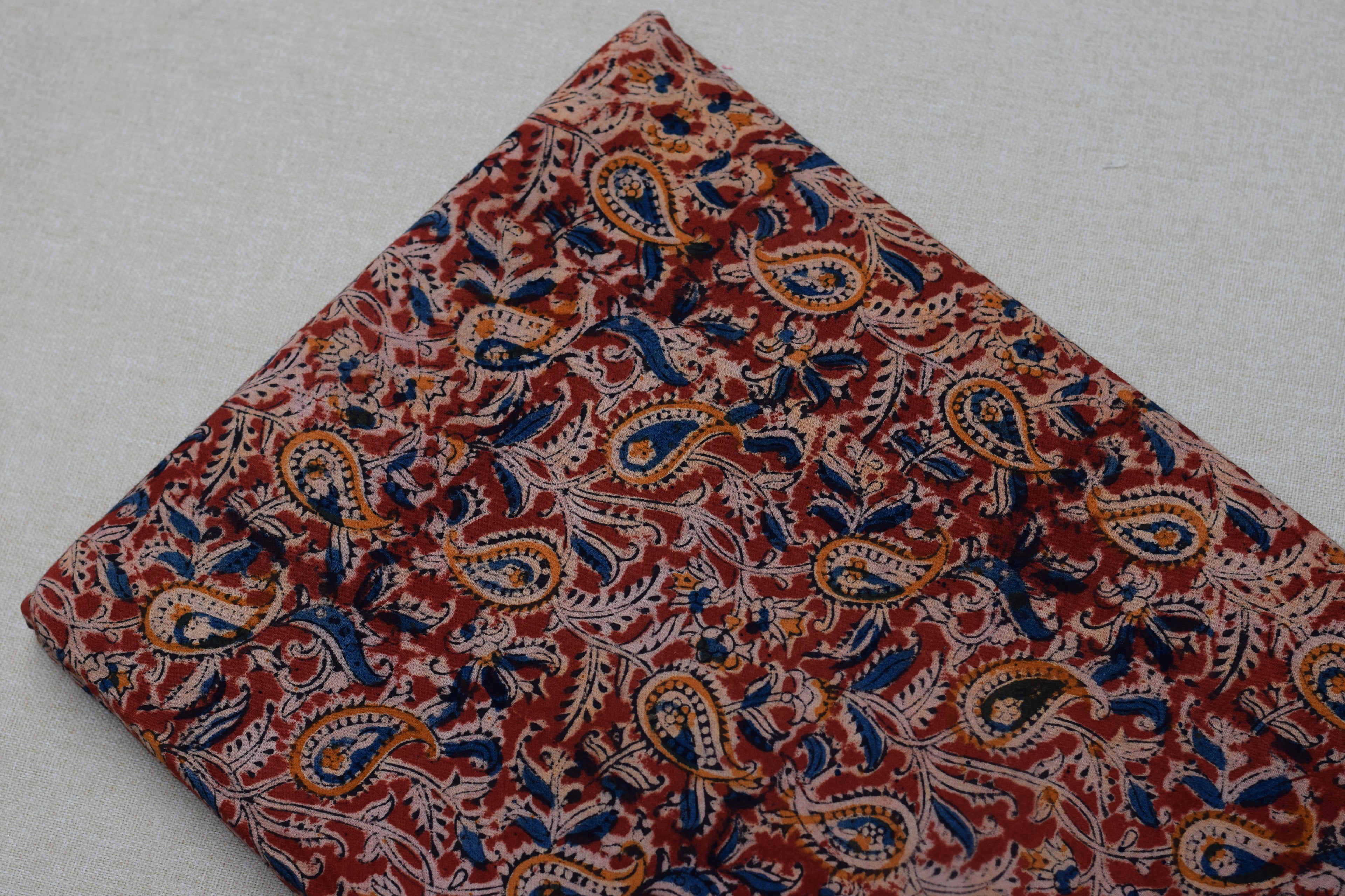 Rustic Paisley Kalamkari Cotton Churidar Material Set